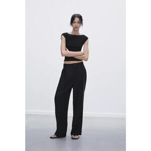Zara Women's Pleated Chino Pants Size 31 Black NWT
